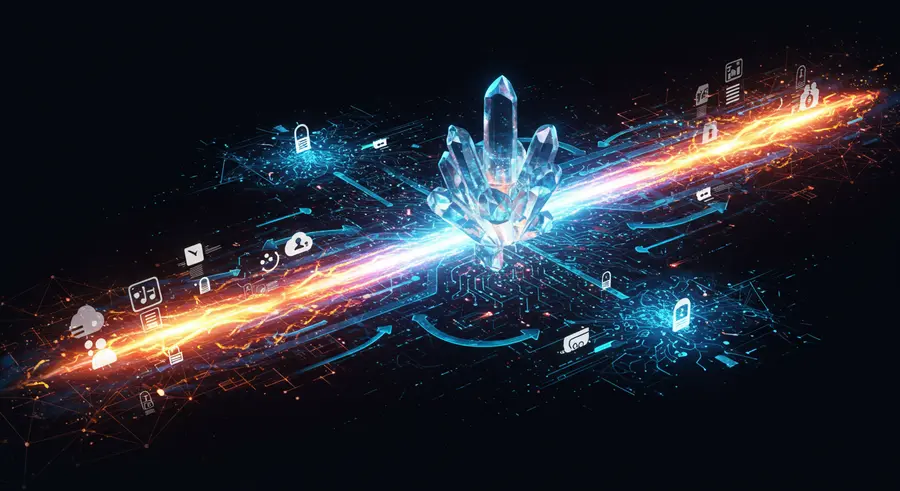 Abstract representation of blockchain oracles, with data flowing from off-chain sources to smart contracts, depicting secure and reliable data bridges.